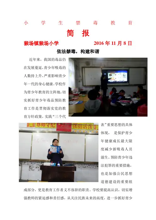 小学生禁毒教育简报
