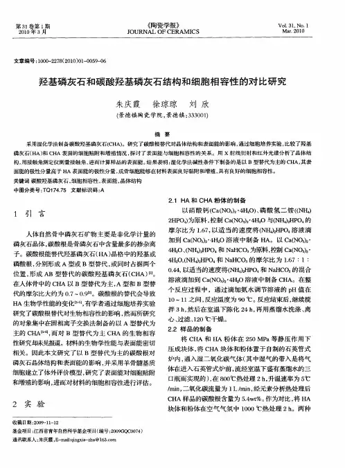 羟基磷灰石和碳酸羟基磷灰石结构和细胞相容性的对比研究