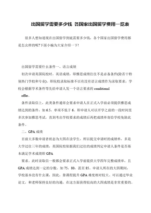 出国留学需要多少钱 各国家出国留学费用一览表