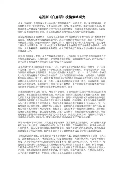 电视剧《白鹿原》改编策略研究