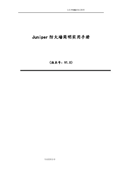 juniper防火墙详细配置手册范本