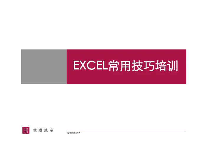 EXCEL常用技巧培训