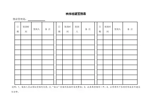 秩序巡逻签到表