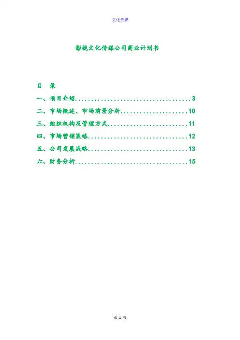 影视文化传媒公司商业计划书