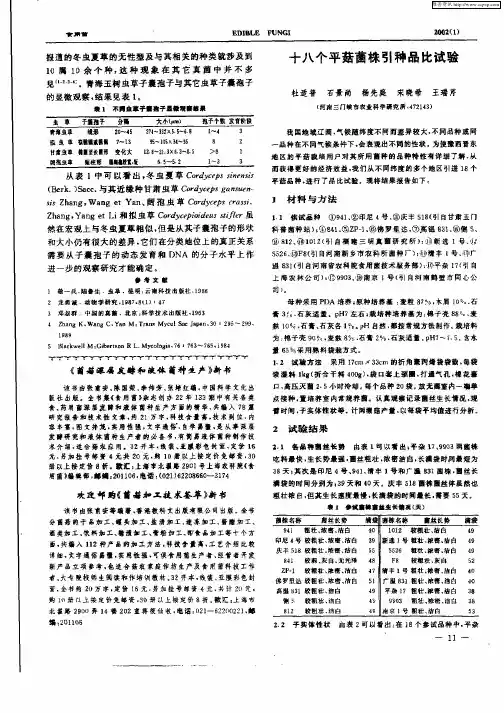 十八个平菇菌株引种品比试验