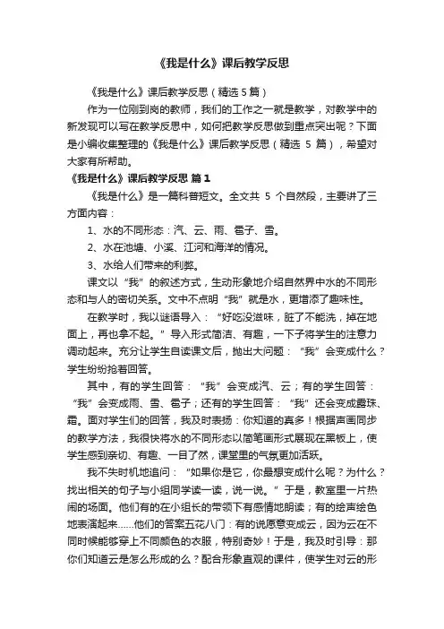 《我是什么》课后教学反思（精选5篇）
