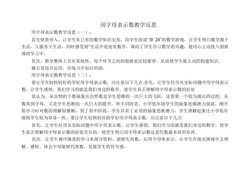 用字母表示数教学反思10篇