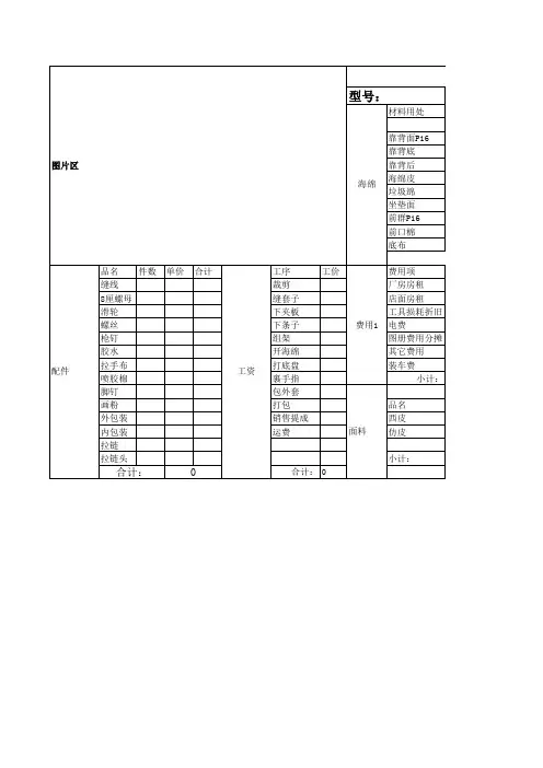 沙发成本核算表