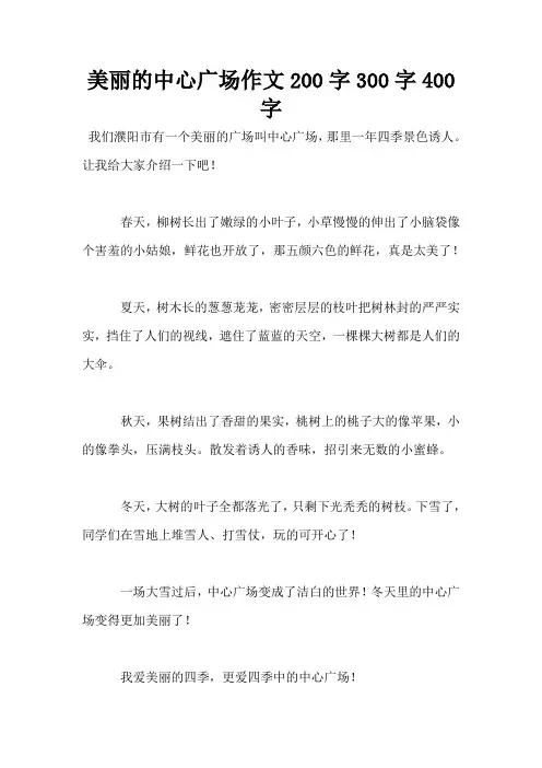 美丽的中心广场作文200字300字400字