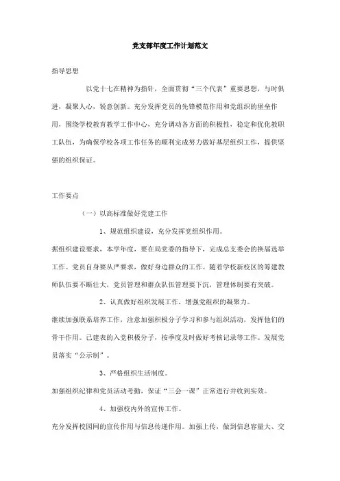 党支部年度工作计划范文