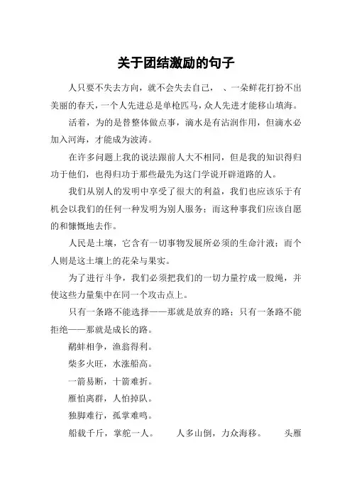 关于团结激励的句子