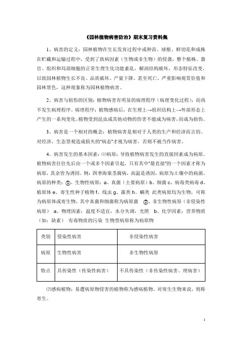 园林植物病害防治考试要点