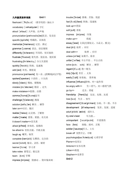 新目标九年级英语单词(带音标)