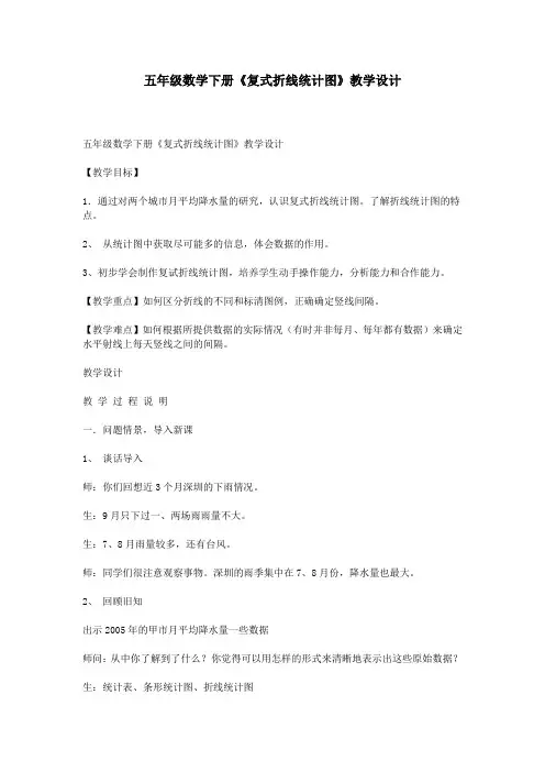 五年级数学下册《复式折线统计图》教学设计