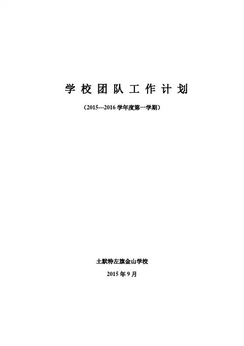 学 校 团 队 工 作 计 划