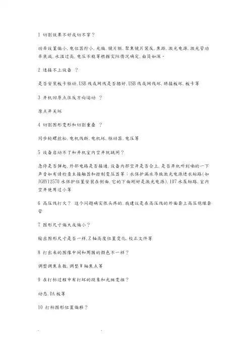 激光切割机常见故障和解决方案