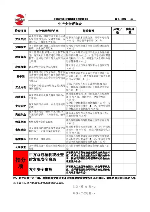 安全管理评审表