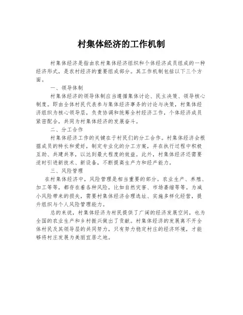 村集体经济的工作机制