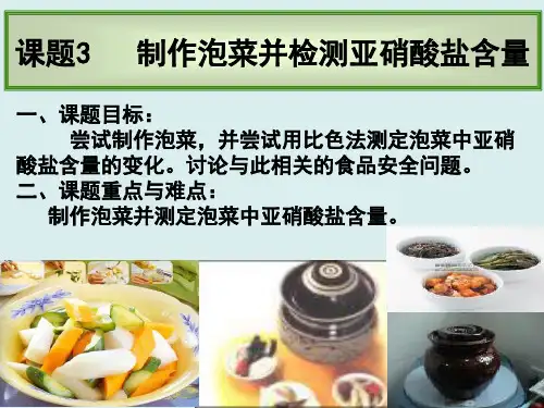 1.3 制作泡菜并检测亚硝酸盐含量新制