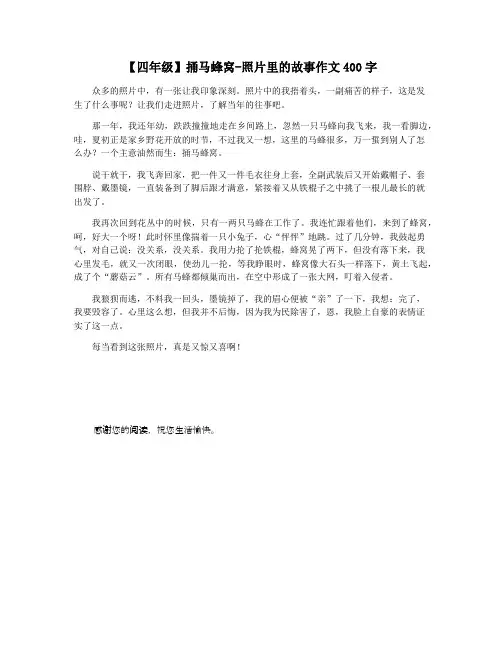 【四年级】捅马蜂窝-照片里的故事作文400字