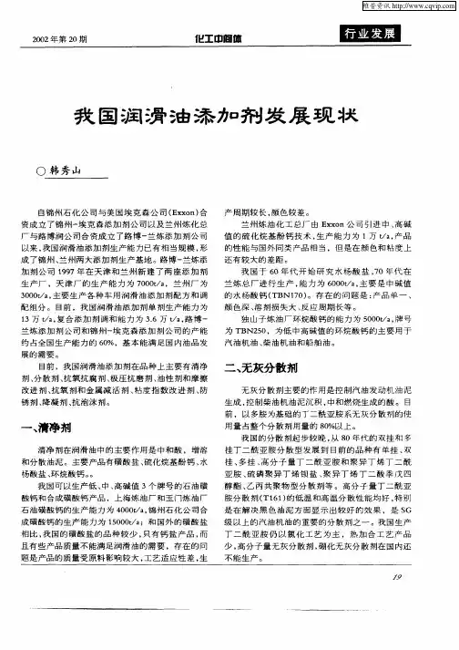 我国润滑油添加剂发展现状