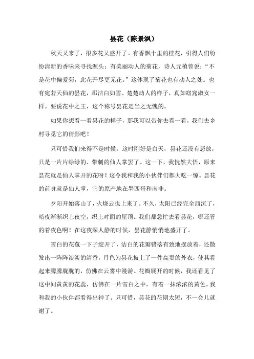 昙花 (陈景飒) 新起点作文