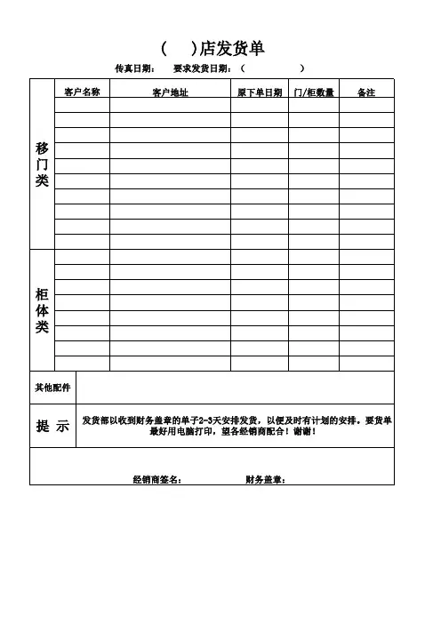 要货单(模板