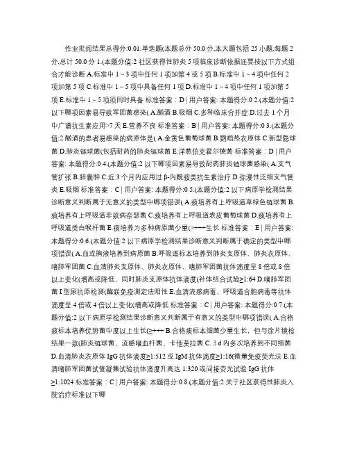 社区获得性肺炎(CAP)的诊断与治疗(精)