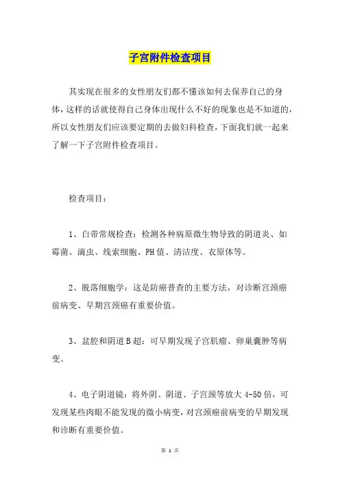 子宫附件检查项目