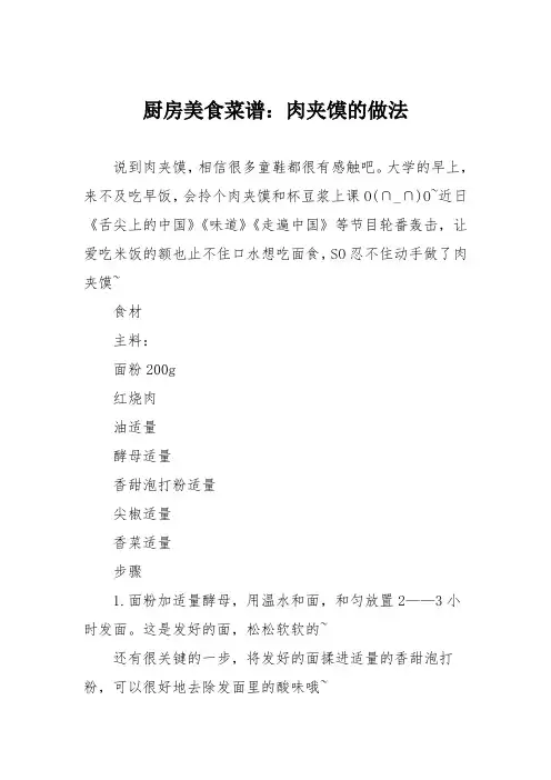 厨房美食菜谱：肉夹馍的做法_1