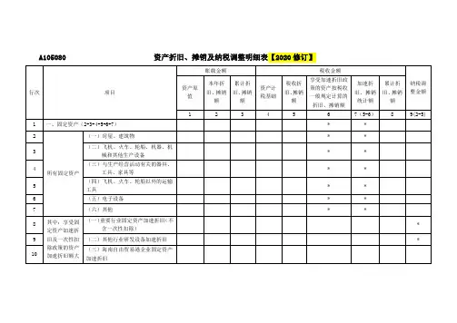 资产折旧、摊销及纳税调整明细表(A105080)
