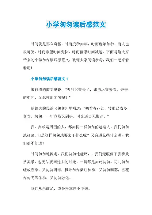 小学匆匆读后感范文