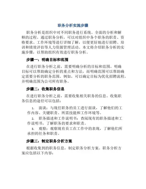 职务分析实施步骤