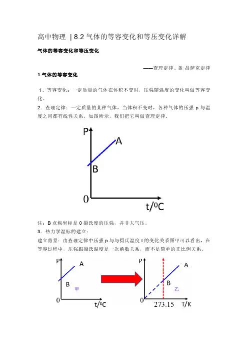 高中物理  8.2气体的等容变化和等压变化详解