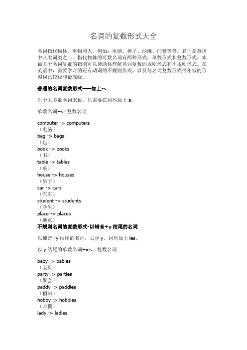 名词的复数形式大全