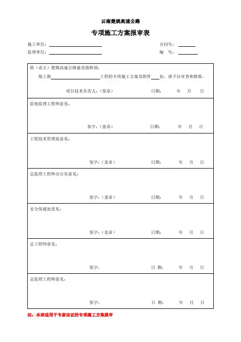 专家论证专项施工方案审查表(其他)