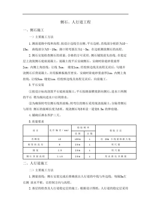 侧石、人行道工程