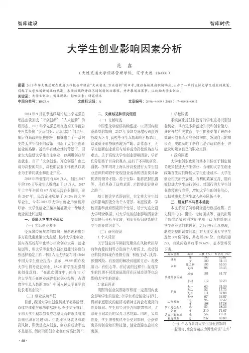 大学生创业影响因素分析