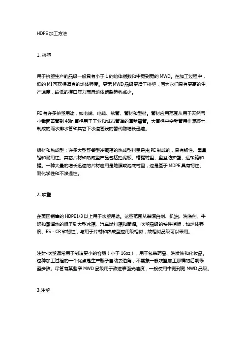 HDPE加工方法