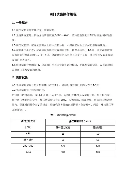 阀门试验规程 2
