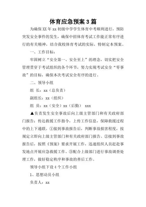 体育应急预案3篇
