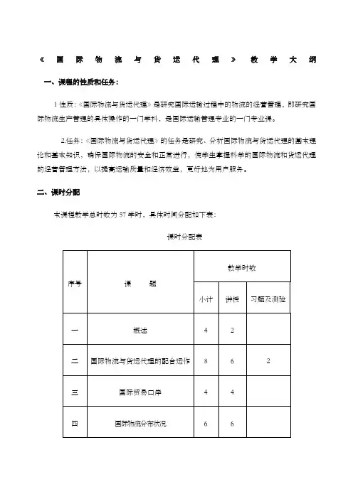 国际物流与货运代理教学大纲