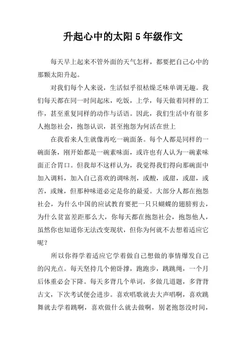 升起心中的太阳5年级作文