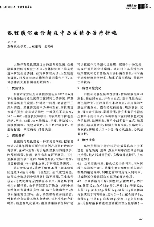 狐狸腹泻的诊断及中西医结合治疗措施