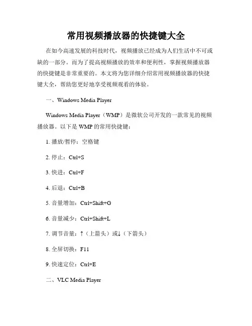 常用视频播放器的快捷键大全