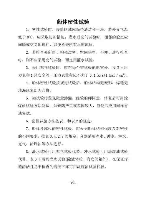 船体密性试验