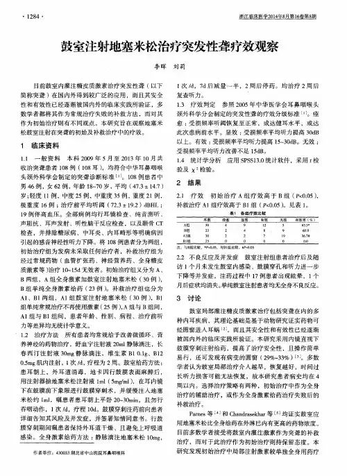 鼓室注射地塞米松治疗突发性聋疗效观察