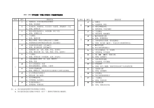 小学体育二年级教学进度表