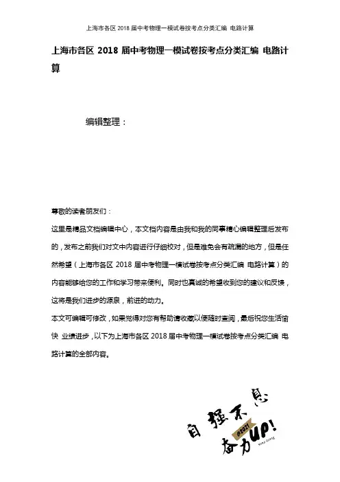 上海市各区中考物理一模试卷按考点分类汇编电路计算[1]