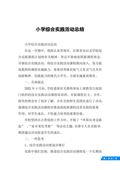 小学综合实践活动总结